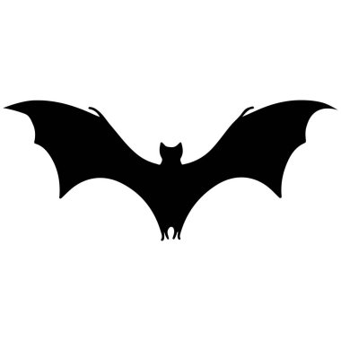 Black bat vector silhouette isolated on white background.
