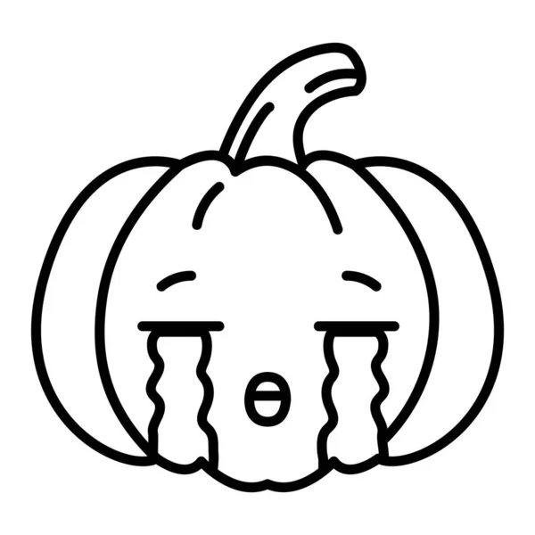 Kawaii Zucca Piangendo Emoji Vettore Illustrazione — Vettoriale Stock