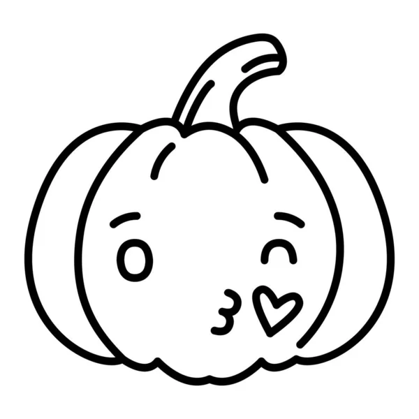 Kawaii Abóbora Beijando Emoji Vetor Ilustração —  Vetores de Stock