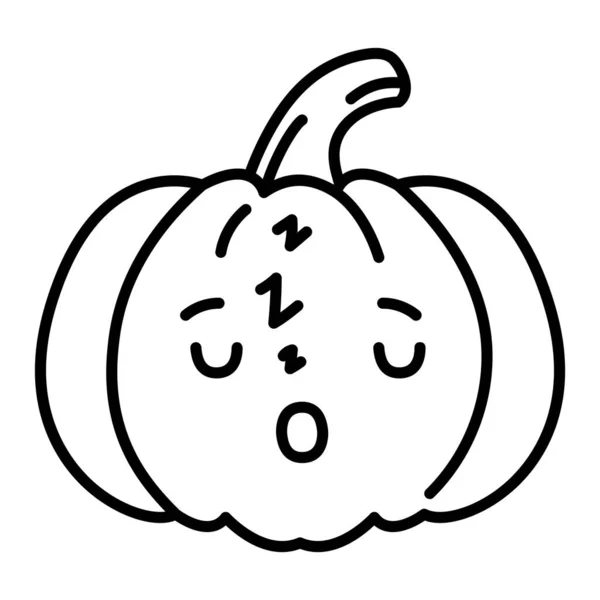 Kawaii Abóbora Sonolento Emoji Vetor Ilustração —  Vetores de Stock