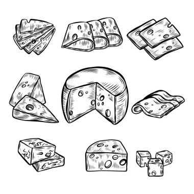 Peynir çizgi çizimi vektör illüstrasyonu.