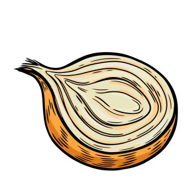 Beyaz arka planda izole edilmiş soğan oymalı organik gıda..