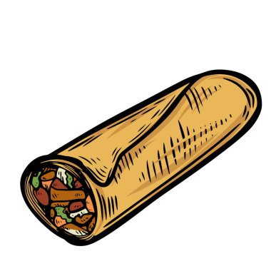 Sebze rulo çizimi vektör çizimi.