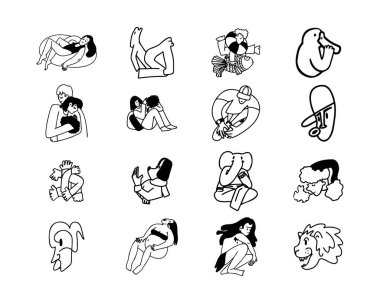 Çizgi çizimi vektör koleksiyonu.