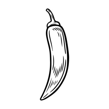 Beyaz arkaplanda izole edilmiş kırmızı biber oyma vektör çizimi.