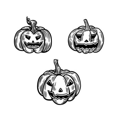 Cadılar Bayramı kabağı oymalı vektör çizimi.