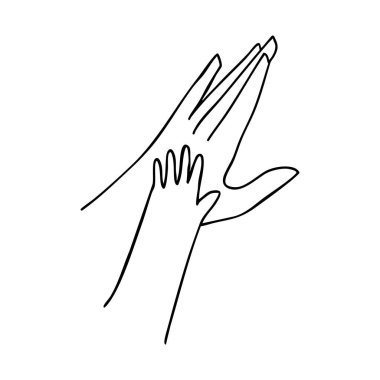 Yetişkin ve çocuğun elleri çizim çiziyor. Yardım Kavramı.