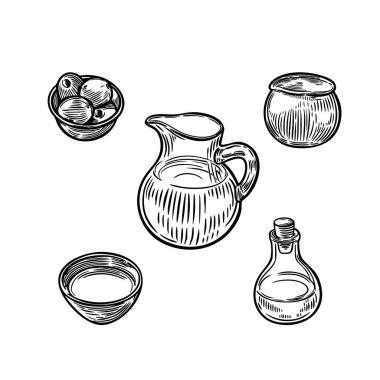 Mutfak için cam kavanoz oymalı vektör beyaz arka planda izole.