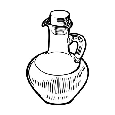 Zeytin yağı kavanozu çizgisi beyaz arkaplanda izole edilmiş..