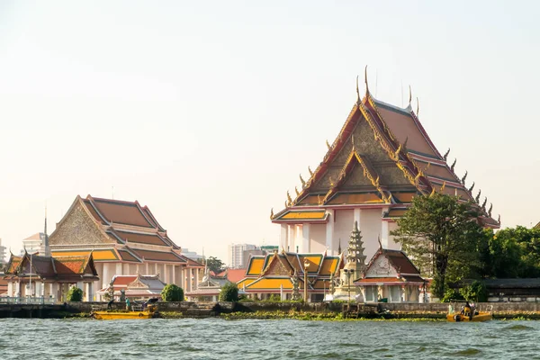 Riverview Con Templi Chao Phraya Bangkok Thailandia Foto Alta Qualità — Foto Stock
