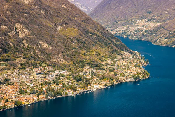 Lago Como Comosjön Italien Med Palacios Stora Hus Utsikt Uppifrån — Stockfoto