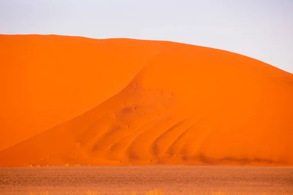 Rode Zandduinen Met Schaduwribbels Het Ochtendzonlicht Sossusvlei Namibië Gracieuze Sinueuze — Stockfoto