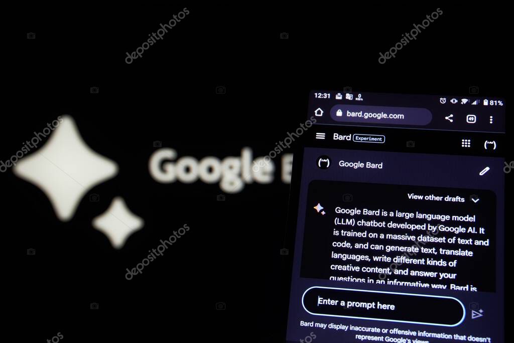 Dhaka, Bangladesh - 14 May 2023: Google Bard on smartphone.