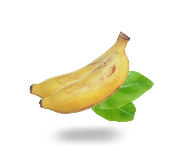 Банан Листочками Білому Тлі — стокове фото