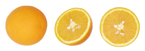 Naranja Rebanada Naranja Aislada Sobre Fondo Blanco Sin Sombra — Foto de Stock