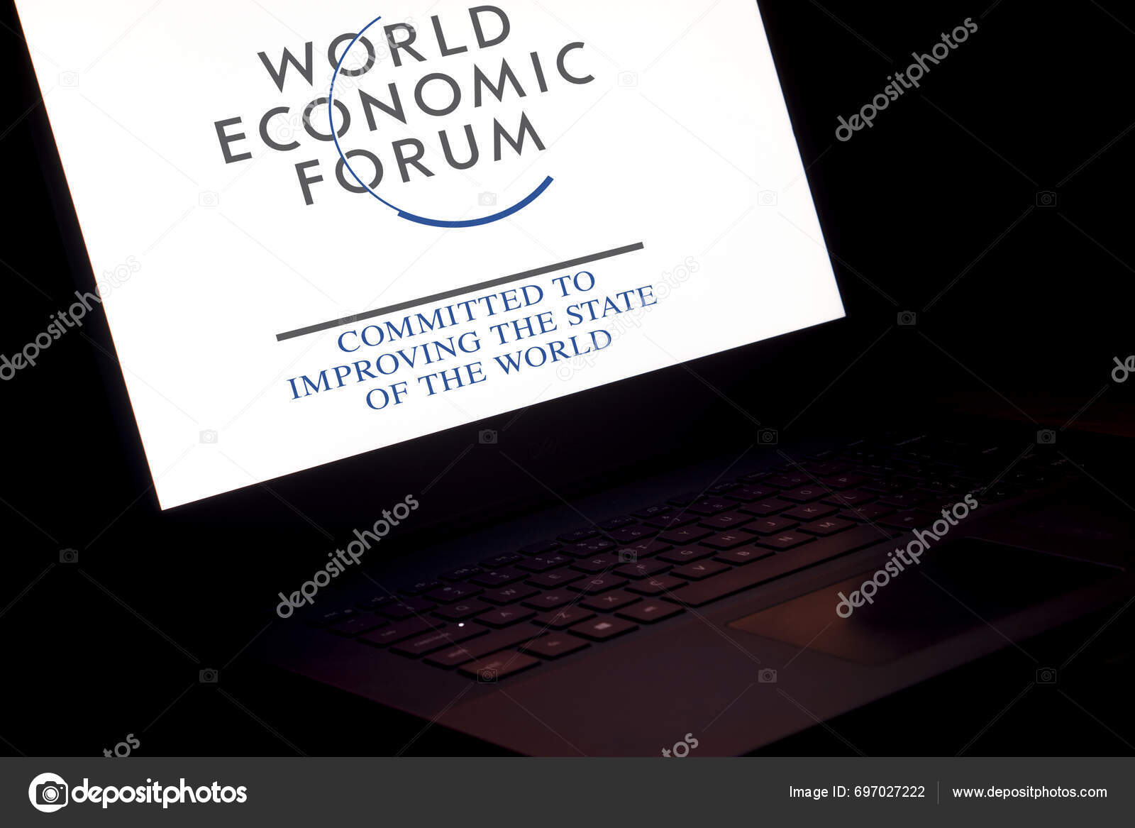 Dhaka Bangladesh January 2024 World Economic Forum Logo Laptop World