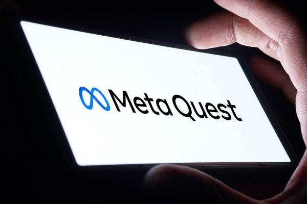 Dhaka, Bangladesh- 09 February 2024: Meta Quest logo displayed on smartphone.