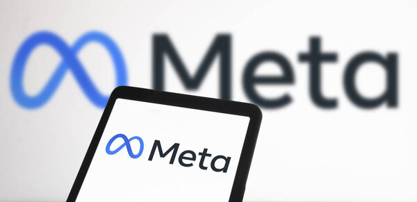 Dhaka, Bangladesh- 11 February 2024: Meta logo on smartphone.