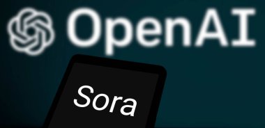 Dhaka, Bangladeş - 17 Şubat 2024: OpenAI Sora AI logosu akıllı telefonda sergilendi.