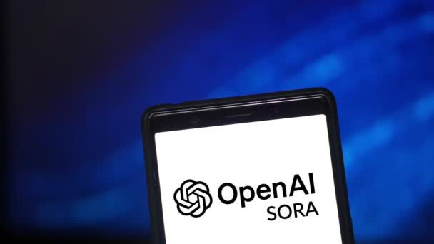 2024年2月23日孟加拉国达卡 智能手机上的Openai Sora Ai标识 — 图库视频影像