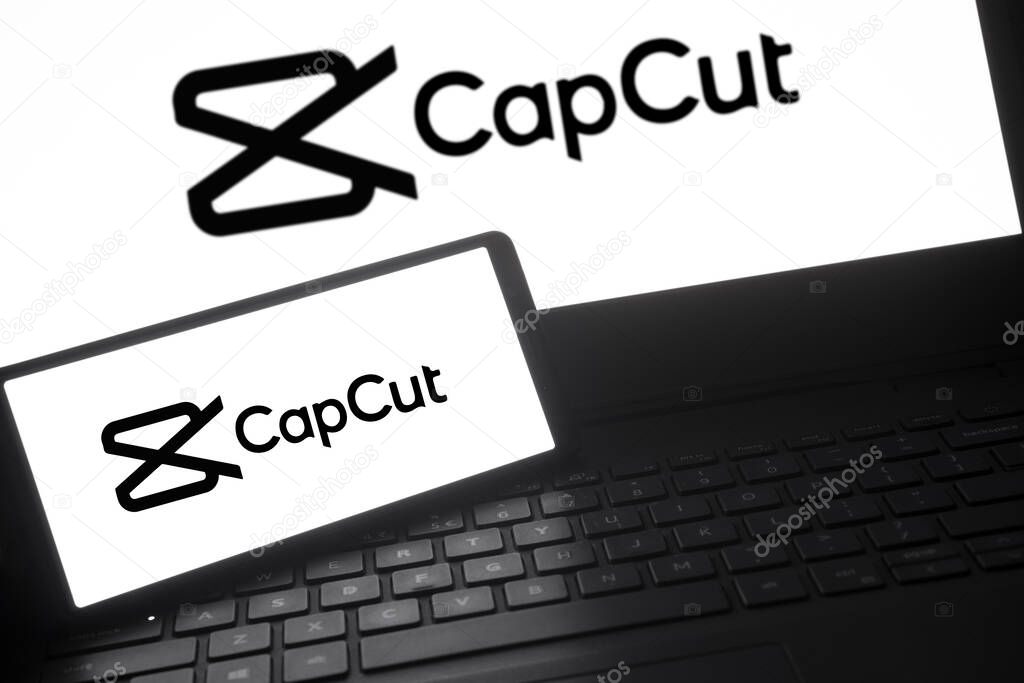Dhaka, Bangladesh- 24 February 2024: CapCut logo is displayed on smartphone.