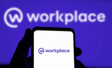 Dhaka, Bangladeş - 05 Mart 2024: Meta morkplace logosu akıllı telefonda gösteriliyor.