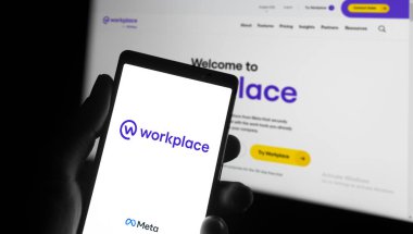 Dhaka, Bangladeş - 05 Mart 2024: Meta morkplace logosu akıllı telefonda gösteriliyor.