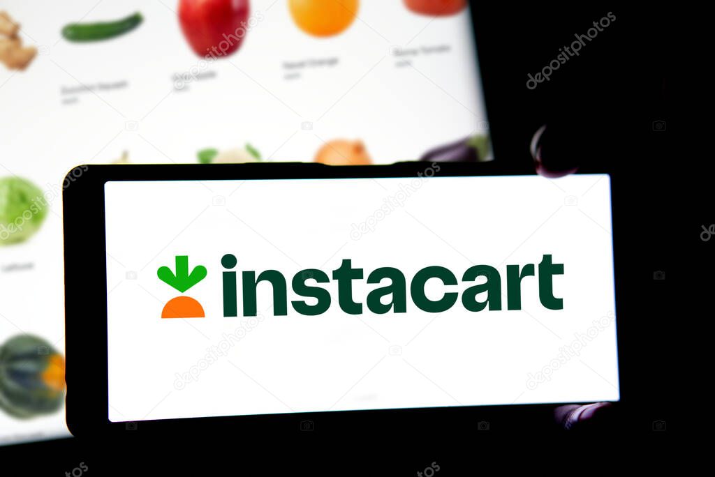 Dhaka, Bangladesh- 21 April 2024:Instacart logo is displayed on smartphone.