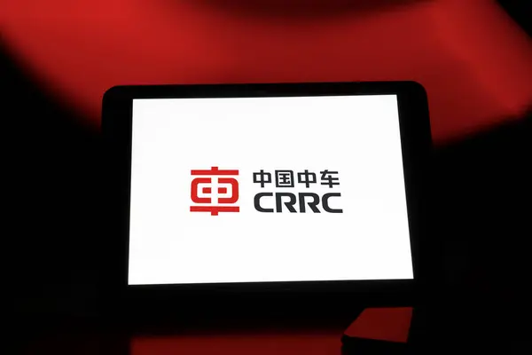 stock image Dhaka, Bangladesh- 05 May 2024: Zhuzhou CRRC Times Electric Logo is displayed on iPad.