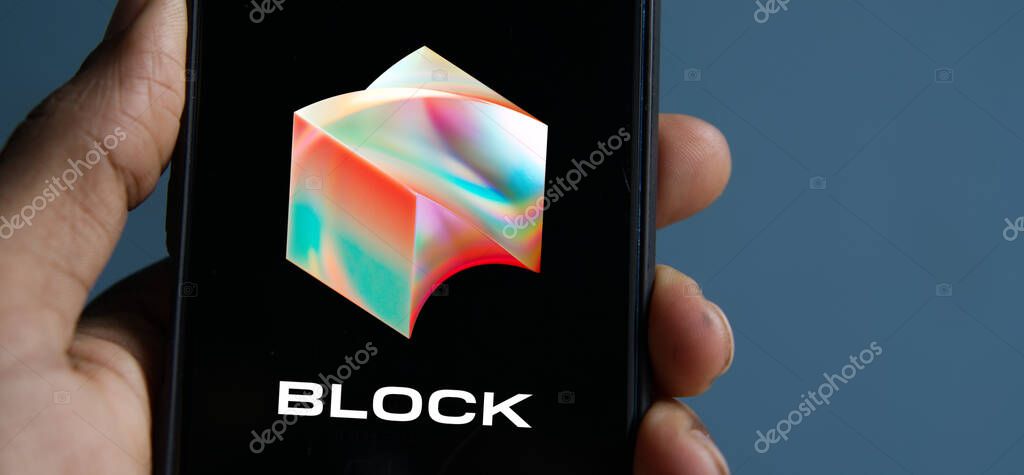 Dhaka, Bangladesh- 06 May 2024: Block Logo is displayed on smartphone.