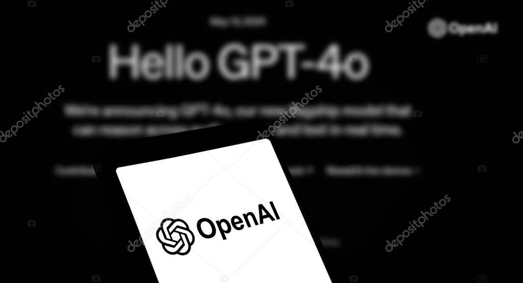 Dhaka, bangladesh- 16 May 2024: OpenAI GPT-4o logo is displayed on smartphone.