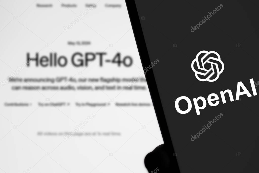 Dhaka, bangladesh- 16 May 2024: OpenAI GPT-4o logo is displayed on smartphone.