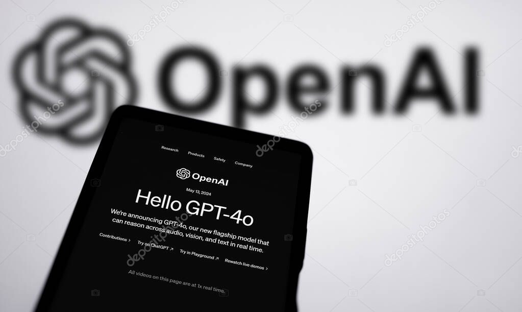 Dhaka, Bangladesh- 15 May 2024: OpenAI GPT-4o is displayed on smartphone.