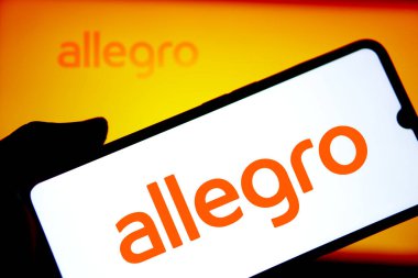 Dhaka, BD- 29 May 2024: Allegro logo is displayed on smartphone. clipart