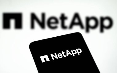 Dhaka, Bangladeş - 12 Ağustos 2024: NetApp logosu akıllı telefonda gösterilir. NetApp, şirketlere veri depolama, yönetim ve bulut hizmetleri sunan bir ABD 'li şirket..