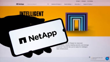 Dhaka, Bangladeş - 12 Ağustos 2024: NetApp logosu akıllı telefonda gösterilir. NetApp, şirketlere veri depolama, yönetim ve bulut hizmetleri sunan bir ABD 'li şirket..