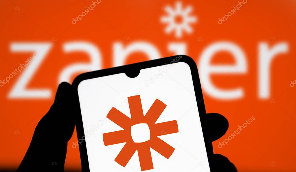 Dhaka, Bangladesh- 07 Sep 2024: Zapier logo is displayed on smartphone. Zapier is a company that helps automate workflows between web applications.