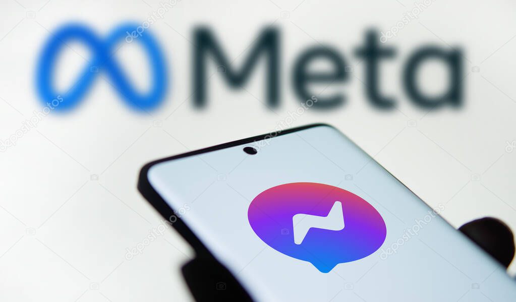 Dhaka, Bangladesh- 07 sep 2024: Facebook Messenger logo is displayed on smartphone.