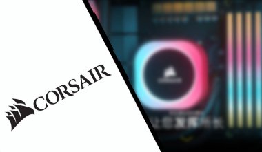 Dhaka, Bangladeş - 11 Eylül 2024: Corsair logosu akıllı telefonda sergilenmektedir. Corsair, yüksek performanslı oyun ekipmanları üreten önde gelen bir firma..