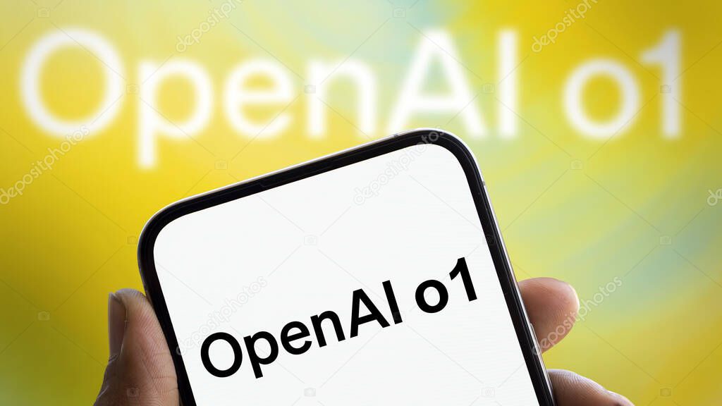 Dhaka, Bangladesh- 13 Sep 2024: OpenAI o1 logo is displayed on smartphone.