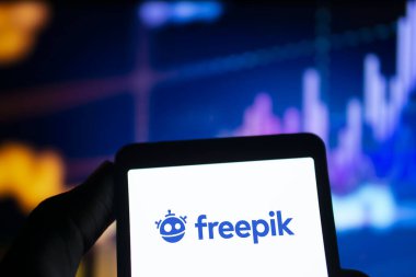 Dhaka, Bangladesh- 19 Sep 2024: Freepik logo is displayed on smartphone. clipart