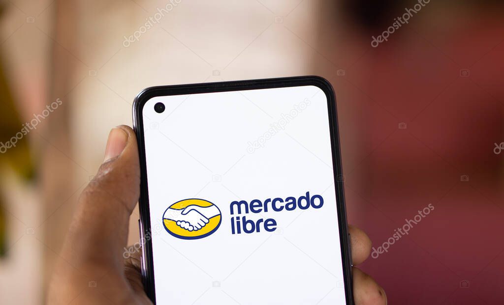 Dhaka, Bangladesh- 21 Sep 2024: Mercado Libre logo is displayed on smartphone. Mercado Libre is an e-commerce platform.