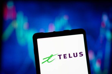 Dhaka, Bangladesh- 23 Sep 2024: Telus logo is displayed on smartphone. clipart