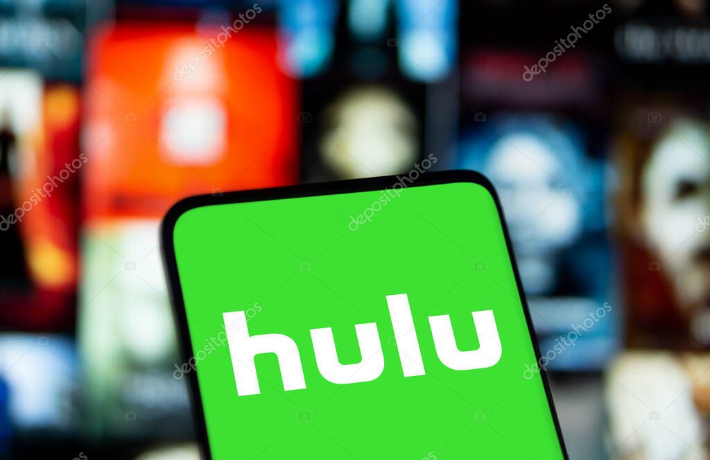 Dhaka, Bangladesh- 24 Sep 2024: Hulu logo is displayed on smartphone.