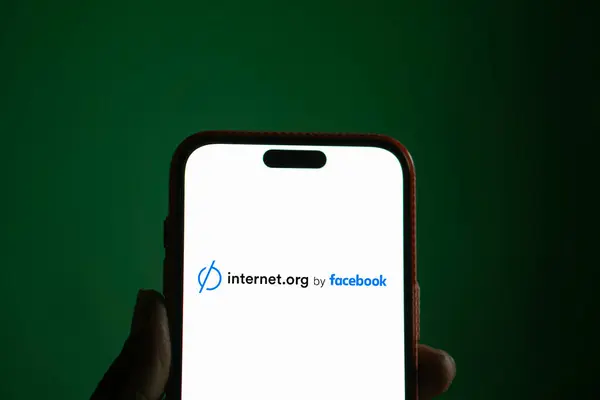 stock image Dhaka, Bangladesh- 29 Sep 2024: Internet.org by facebook logo is displayed on smartphone.