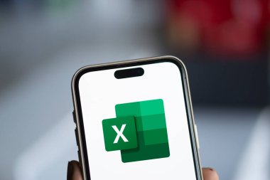 Dhaka, Bangladeş - 06 Ekim 2024: Microsoft Excel logosu akıllı telefonda gösteriliyor.