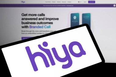 Dhaka, Bangladesh- 09 Nov 2024: Hiya logo is displayed on smartphone. clipart