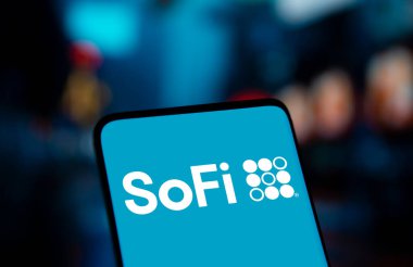 Dhaka, Bangladesh- 10 Nov 2024: SoFi Technologies logo is displayed on smartphone. SoFi Technologies is an American financial technology company. clipart