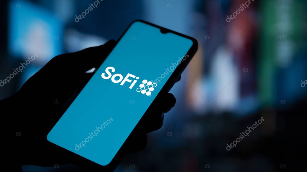Dhaka, Bangladesh- 10 Nov 2024: SoFi Technologies logo is displayed on smartphone. SoFi Technologies is an American financial technology company.