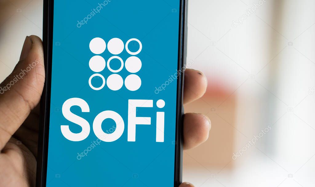 Dhaka, Bangladesh- 10 Nov 2024: SoFi Technologies logo is displayed on smartphone. SoFi Technologies is an American financial technology company.